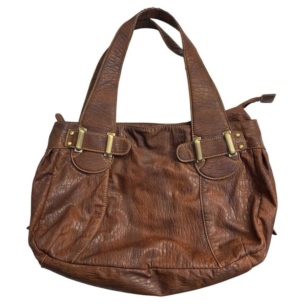 VTG Brown Handbag w/ Brass Color Hardware, Used, Cosmetic Flaws See Photos